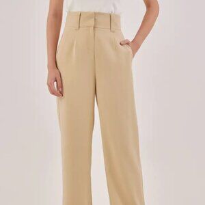 Love, Bonito Morie Regular High Waist Straight Leg Pants in Nude Size M (6)